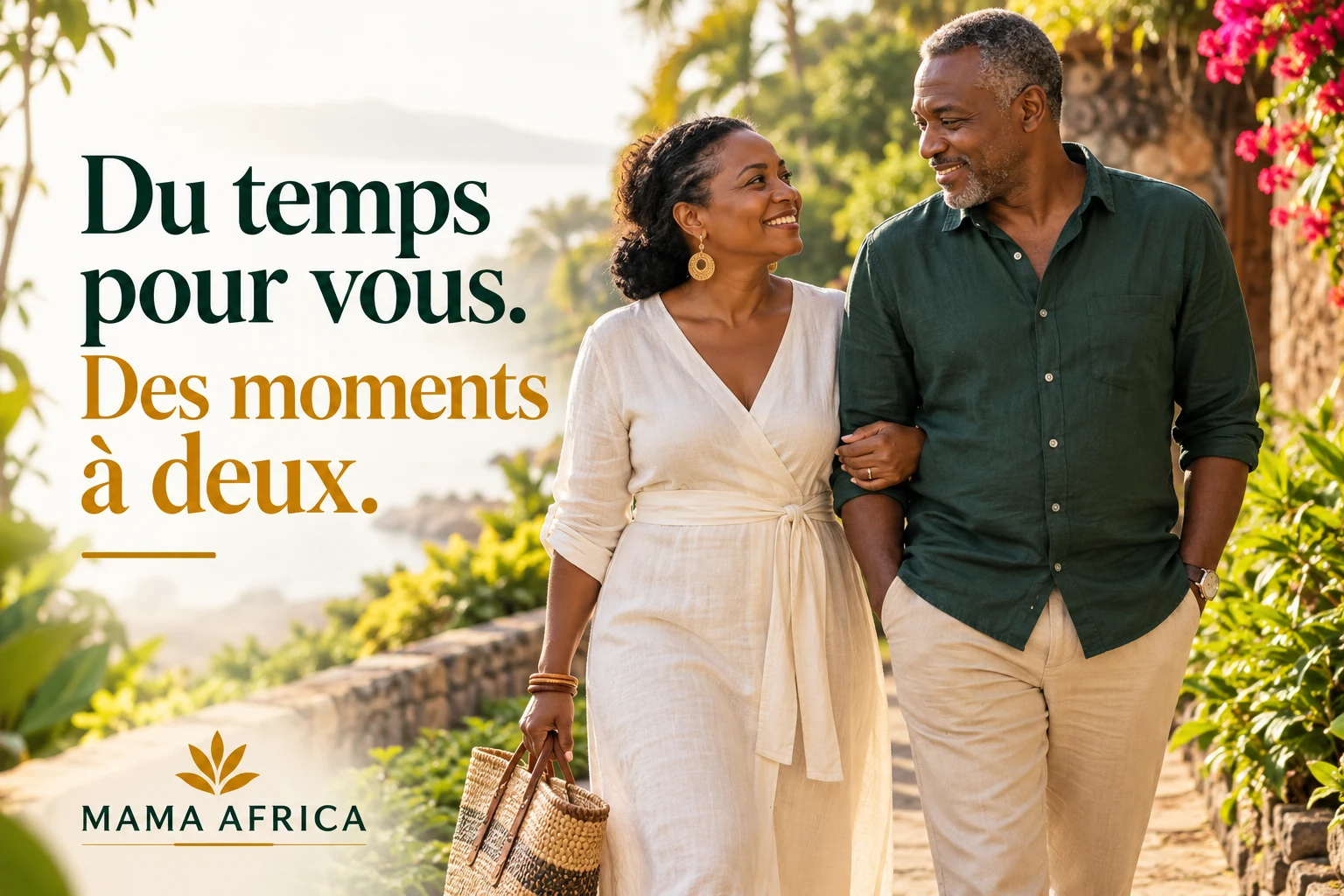 Un couple dans un jardin — du temps pour vous, des moments à deux